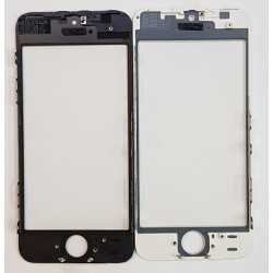 Geam Sticla cu Rama si Oca iPhone 5S Alb Negru